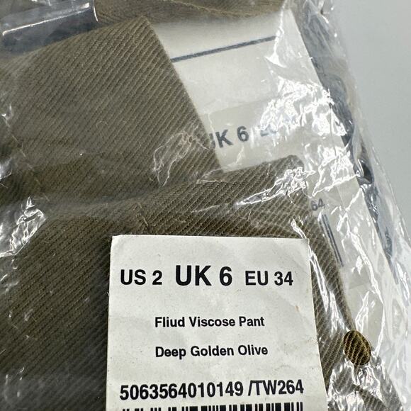 ME+EM Women's Deep Golden Olive Fluid Viscose Pant Size 2 - Picture 3 of 9